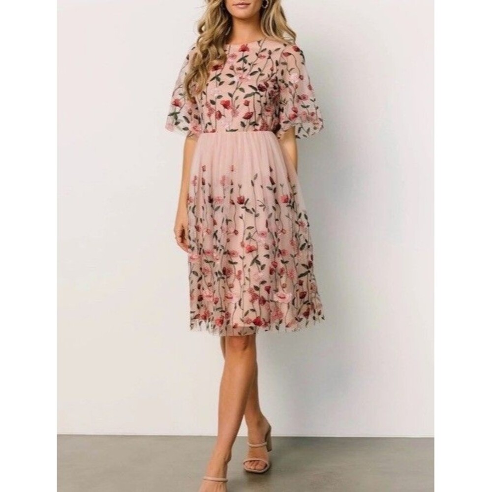 Baltic Born Embroidered Duchess Tulle Dress Pink Large Fairy Garden Party Sheer - Picture 12 of 12